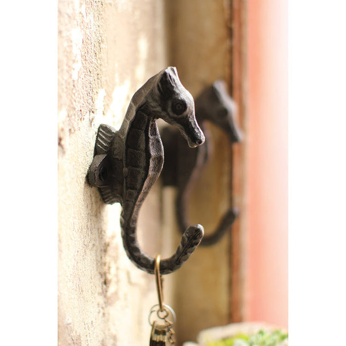 Cast Iron Sea Horse Hooks Set/4