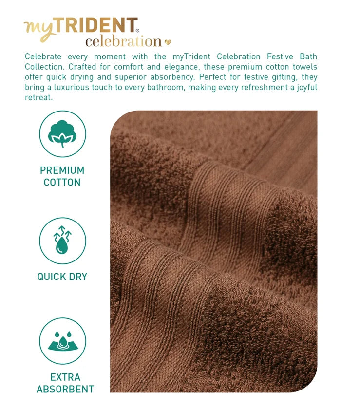 Celebration 4Pc Towel set, Cafe Noir | 450 GSM Cotton