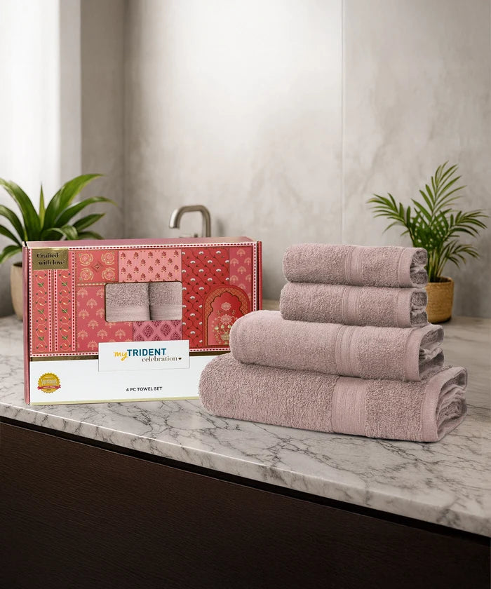 Celebration 4Pc Towel set, Nature Lux | 450 GSM Cotton