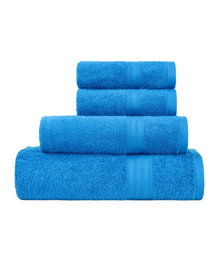 Celebration 4Pc Towel set, Perfect Blue | 450 GSM Cotton