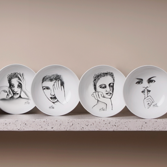 Cereal / Soup Bowl Set Of 4 - Modern Sketchbook Mix