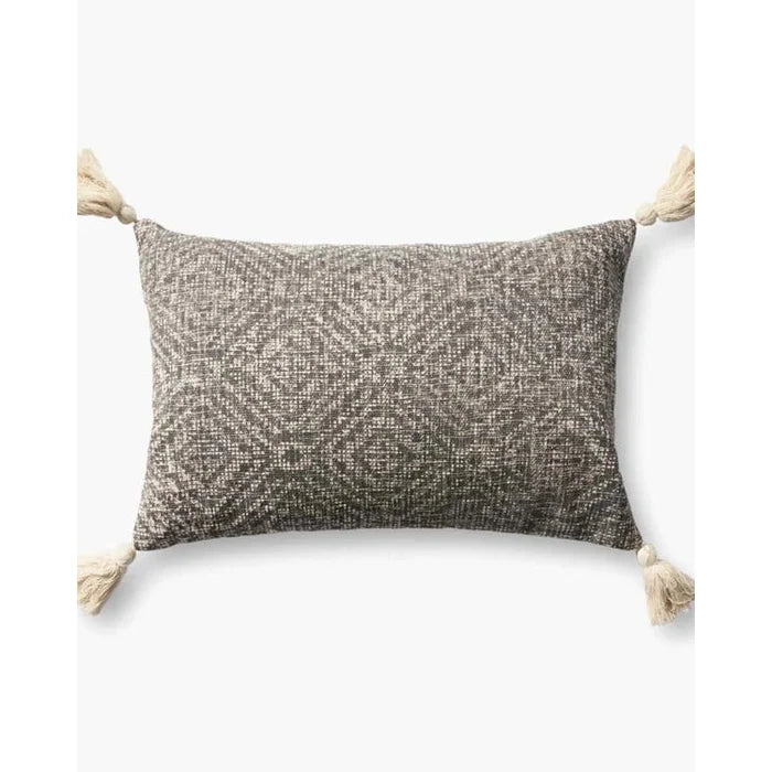 Charcoal Tassel Cotton Pillow - Rugs by Roo