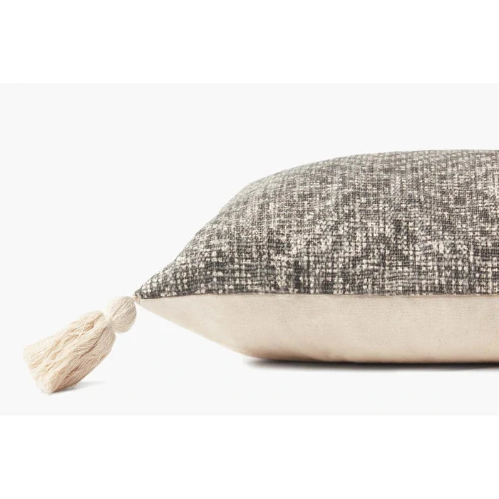 Charcoal Tassel Cotton Pillow - Rugs by Roo