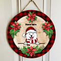 Christmas Door Decorations, Gifts For Dog Lovers, Christmas Flower And Red Plaid Welcome Door Sign , Dog Mom Gifts