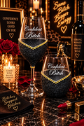 Confident Bitch – Bling Glitter Glass Wine Glass (The Bitch Collection)