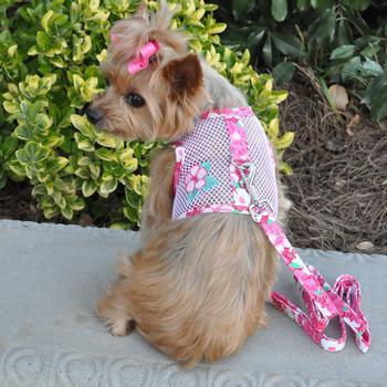 Cool Mesh Harness Hawaiian Hibiscus - Pink - Winey Bitches - Wine- Women- K9's