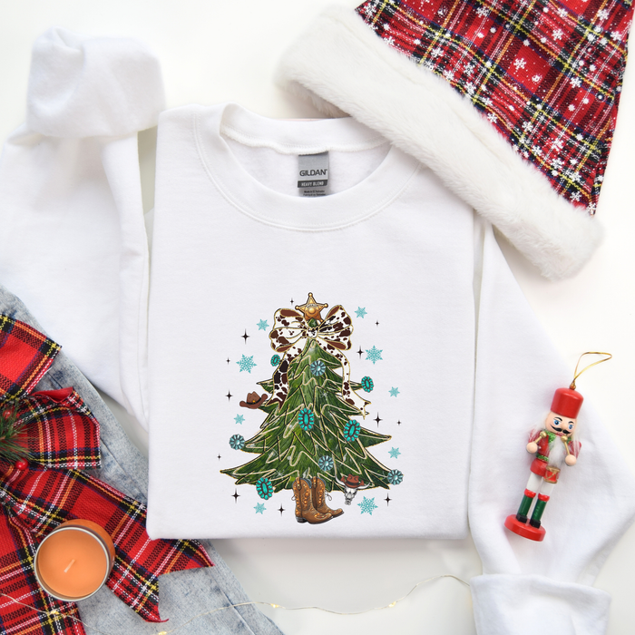 Coquette Western Christmas Tree Women's Graphic Sweatshirt