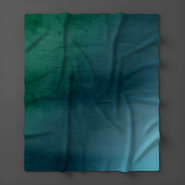 Deep Teal Gradient Abstract Texture Fleece Sherpa Blanket