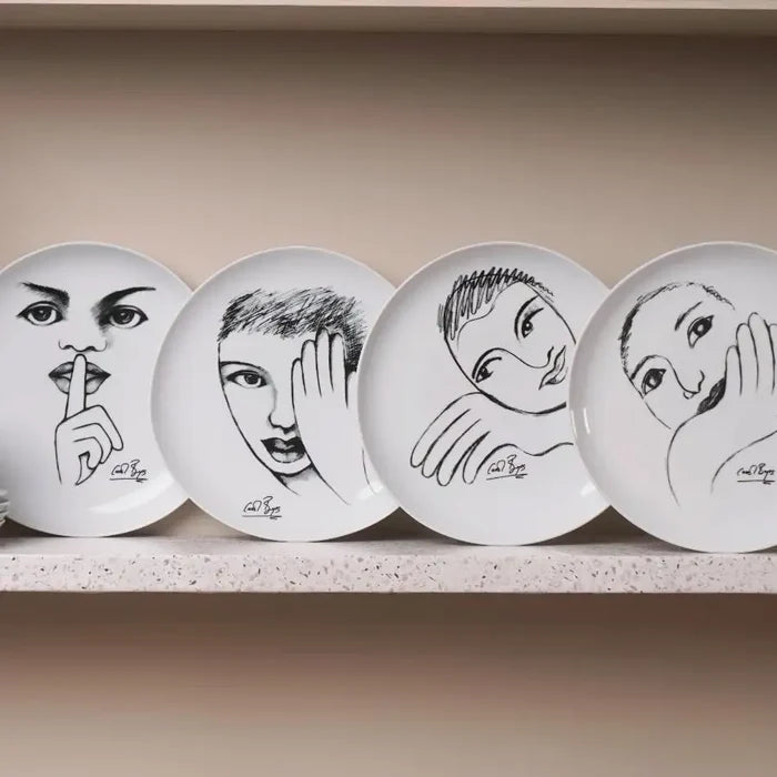 Dinner Plate Set Of 4 - Modern Sketchbook Mix