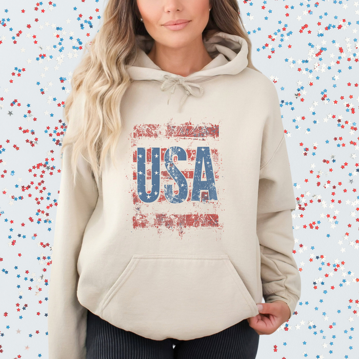 Distressed USA Patriotic 4th of July Hoodie