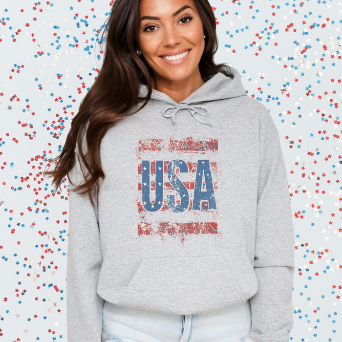 Distressed USA Patriotic 4th of July Hoodie