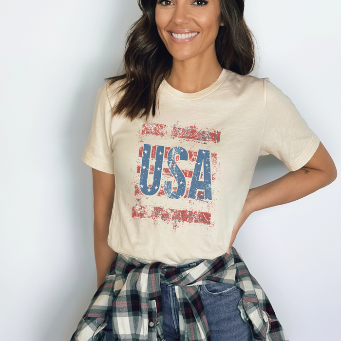Distressed USA Patriotic Graphic T-Shirt