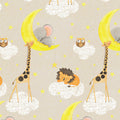 Double Sided Flannel Blanket - Jungle Animal Celestial Beige Comfy Flannel