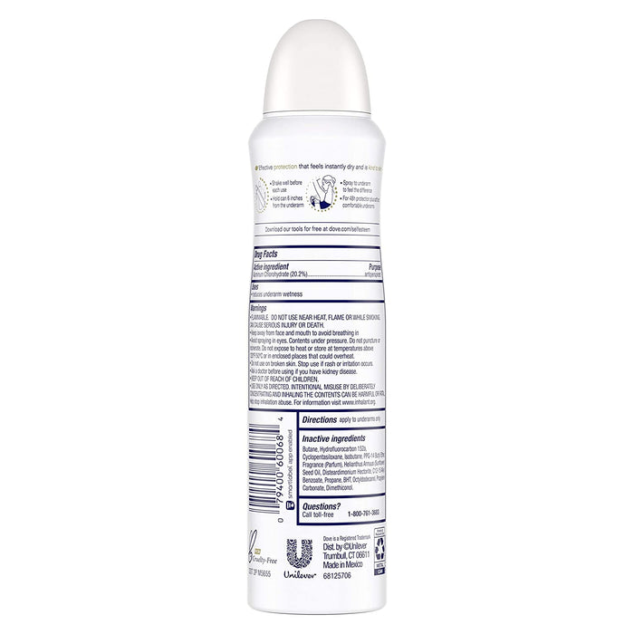 DOVE CARING COCONUT 48 HR DRY SPRAY 3.8 OZ