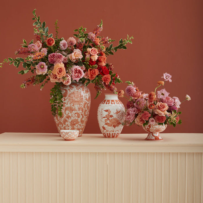 Elodie Chinoiserie Compote Coral 5.75"