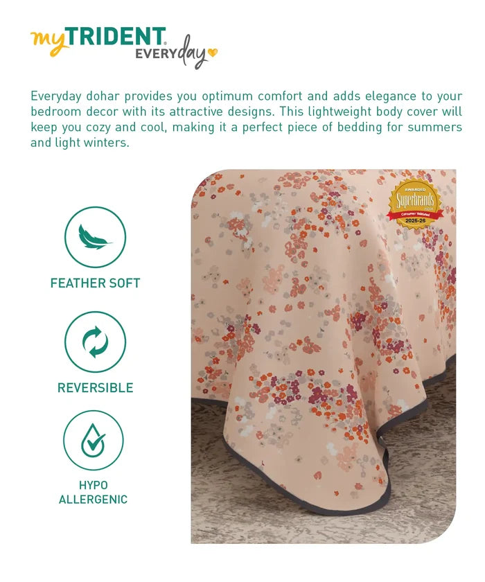 Everyday Double Dohar, Blossom Field|95 GSM Micro Polyester|Reversible