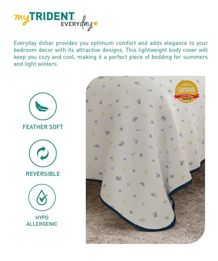 Everyday Single Dohar, Blueberry|95 GSM Micro Polyester|Reversible
