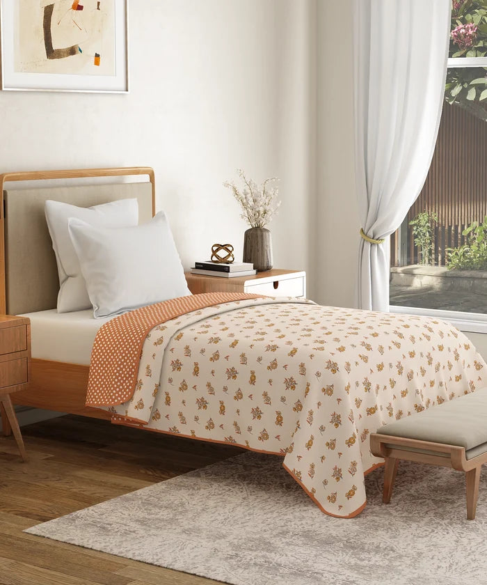 Everyday Single Dohar, Little Bloom|95 GSM Micro Polyester|Reversible