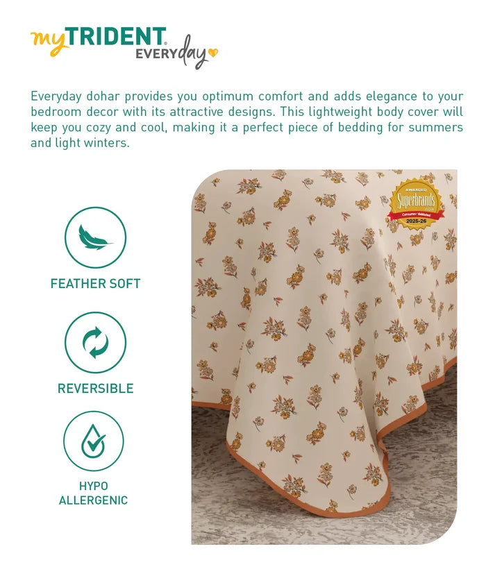 Everyday Single Dohar, Little Bloom|95 GSM Micro Polyester|Reversible