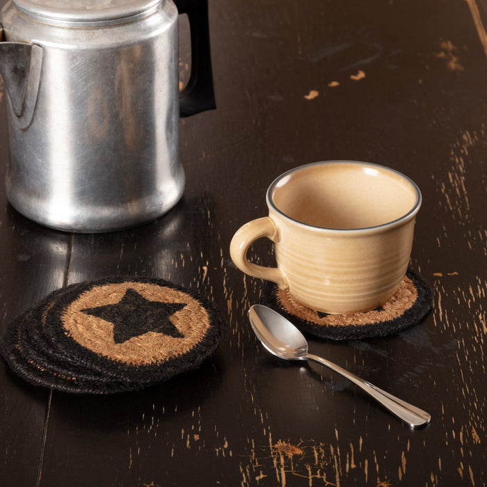 Farmhouse Star Stencil Braided Coaster 4" - Set of 6 - Primitive Star Quilt Shop