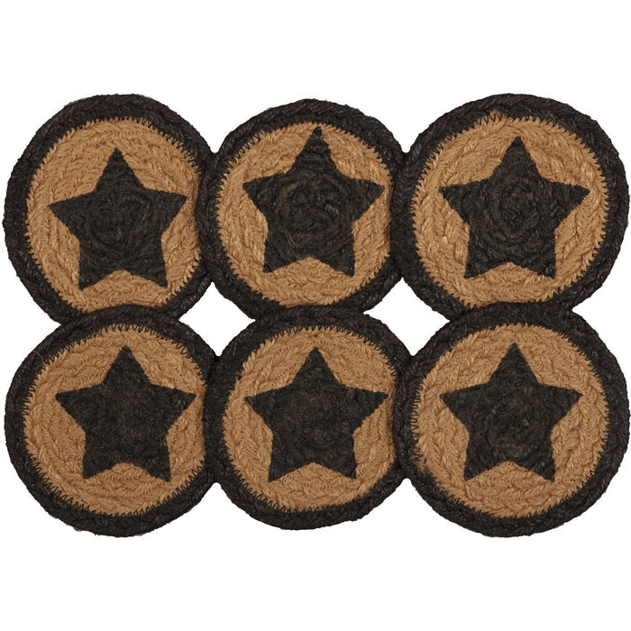 Farmhouse Star Stencil Braided Coaster 4" - Set of 6 - Primitive Star Quilt Shop