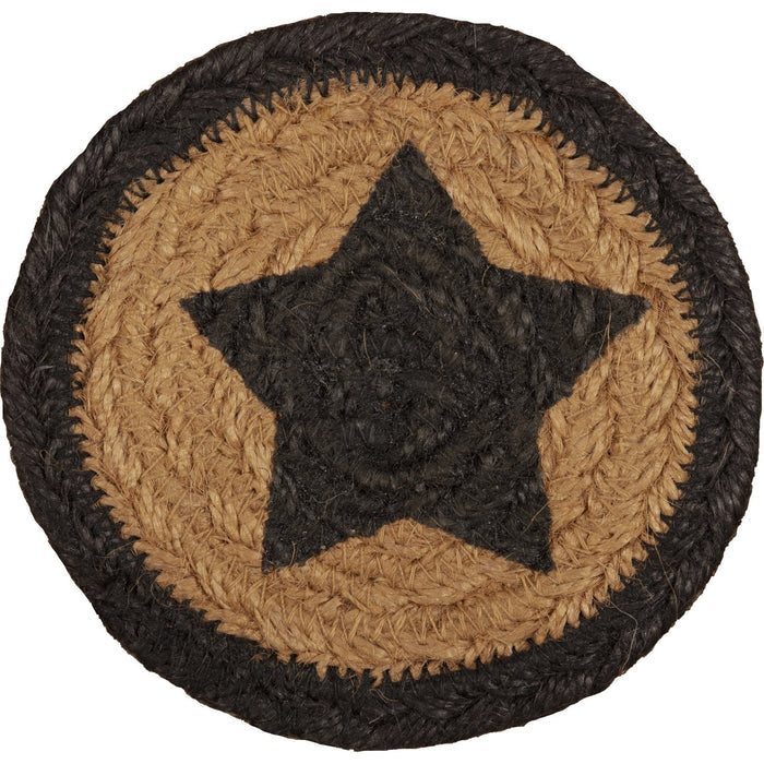 Farmhouse Star Stencil Braided Coaster 4" - Set of 6 - Primitive Star Quilt Shop