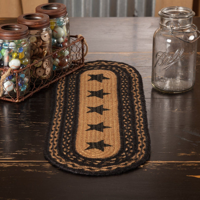 Farmhouse Star Stencil Braided Runner 8x24" - Primitive Star Quilt Shop