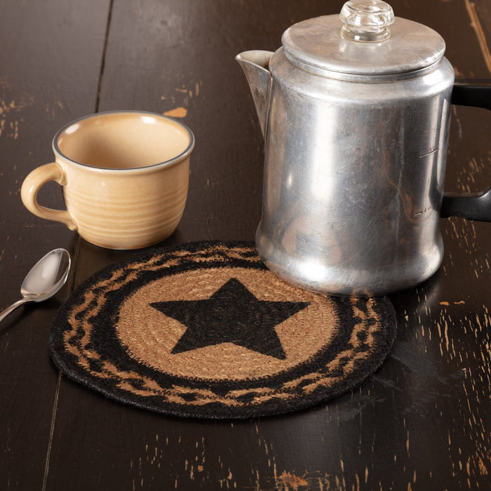 Farmhouse Star Stencil Braided Trivet 8" - Primitive Star Quilt Shop