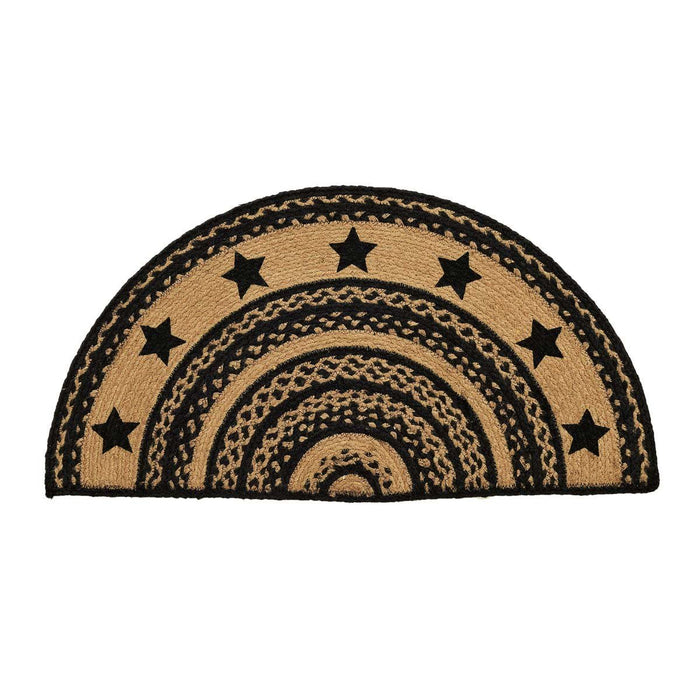 Farmhouse Star Stencil Half Circle Braided Rug 16.5x33" - Primitive Star Quilt Shop