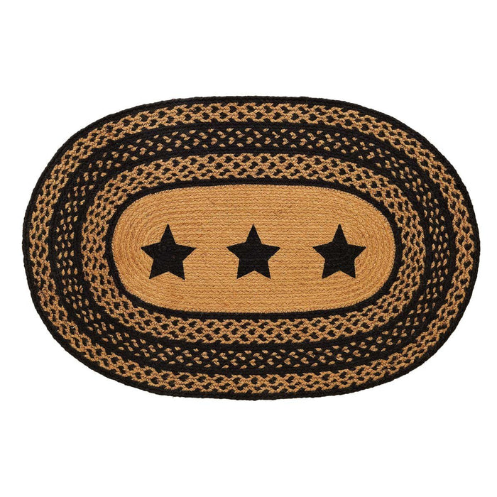 Farmhouse Star Stencil Oval Braided Rug 24x36" - Primitive Star Quilt Shop