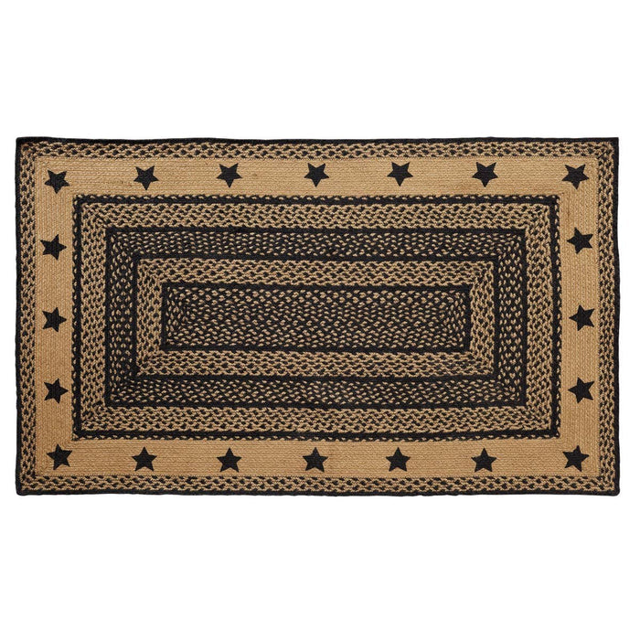 Farmhouse Star Stencil Rectangle Braided Rug 36x60" - Primitive Star Quilt Shop