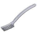 A durable one-piece aluminum fish scaler with a long handle and multiple teeth on one side.
