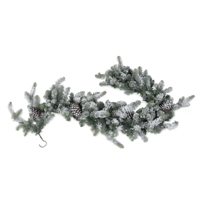 Flocked Blue Spruce Garland with LED Lights