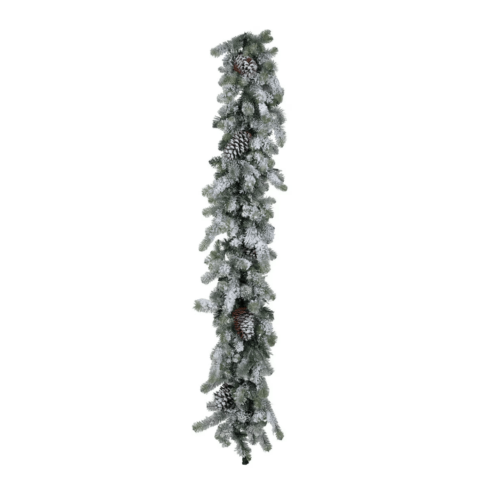 Flocked Blue Spruce Garland with LED Lights