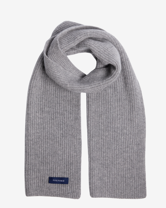 Foxford Grey Ribbed Cashmere Scarf