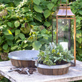 Galvanized Lined Round Wooden Trays Set/2
