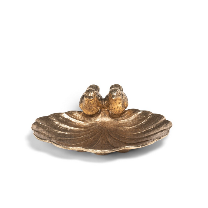 Gilded Perch Pewter Jewelry Dish Set/4