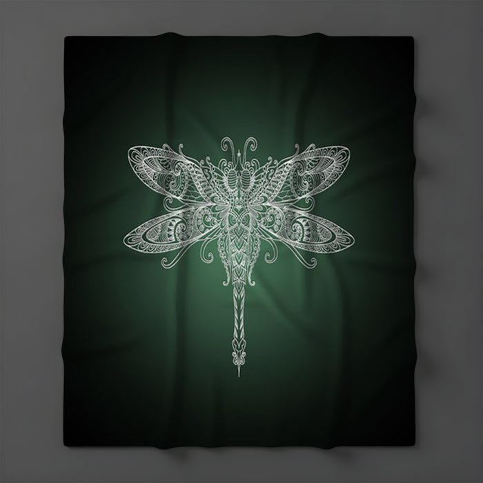 Glowing Dragonfly Minimalist Illustration Fleece Sherpa Blanket
