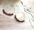 Gold Filled Hoops Garnet