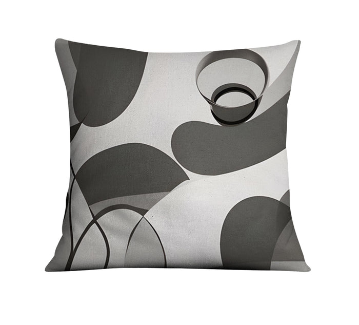 Gray Abstract Organic Line Pattern Throw Pillow Cover