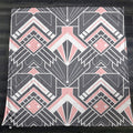 Gray and Pink Geometric Tile Pattern Fleece Sherpa Blanket