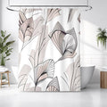 Gray Botanical Fan Leaf Pattern Shower Curtain