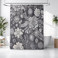 Gray Floral Botanical Pattern Shower Curtain
