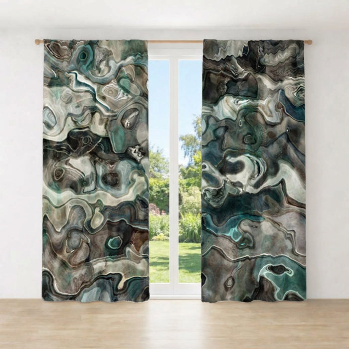 Gray Organic Stone Texture Pattern Window Curtain