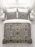Gray Ornamental Texture Damask Pattern Duvet Cover
