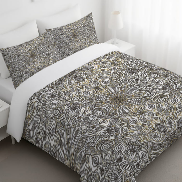 Gray Ornamental Texture Damask Pattern Duvet Cover