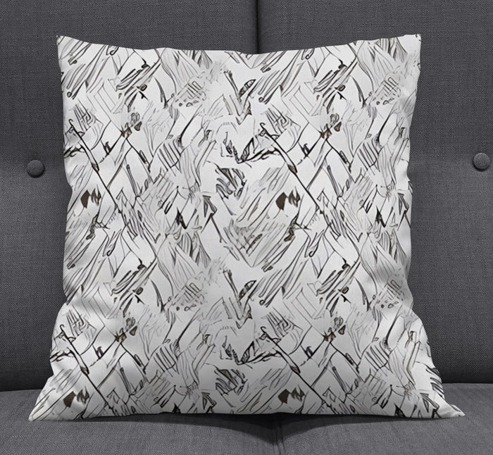 Gray Sketch Texture Abstract Pattern Throw Pillow Cover