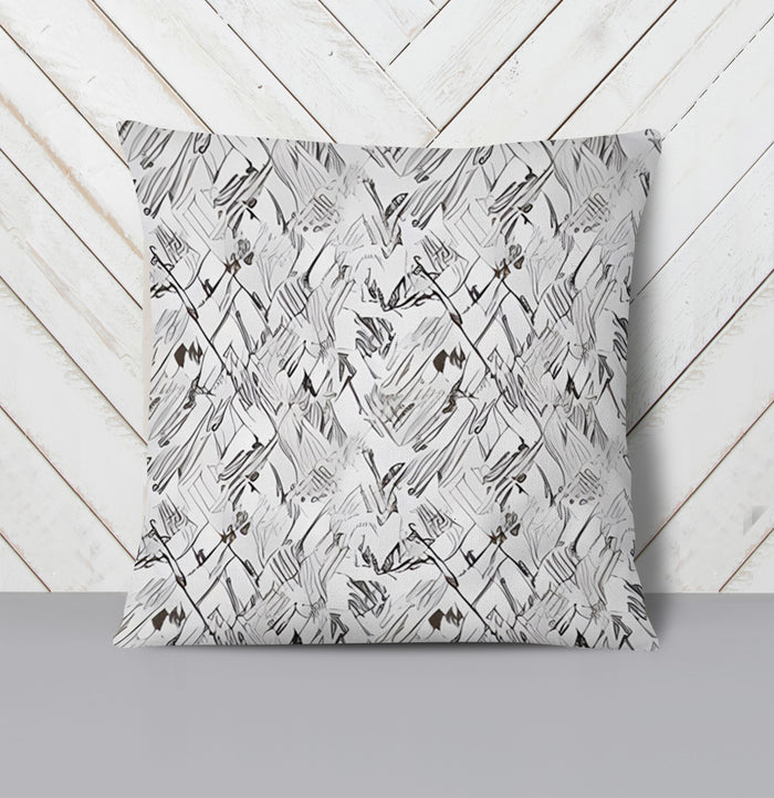 Gray Sketch Texture Abstract Pattern Throw Pillow Cover