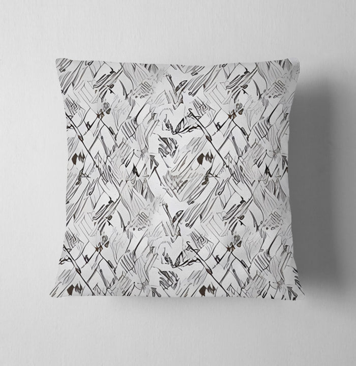 Gray Sketch Texture Abstract Pattern Throw Pillow Cover