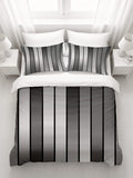 Gray Vertical Panel Stripe Pattern Duvet Cover